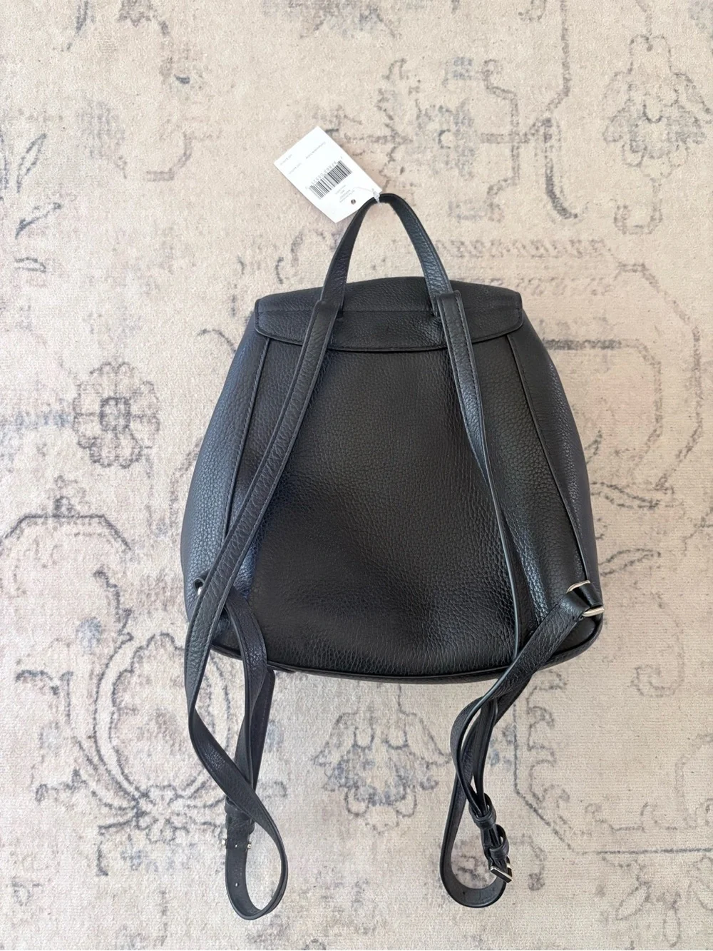 NWT Kate Spade Black Pebbled Leather Flap/Drawstring Backpack Retail $359